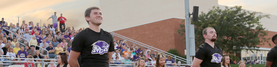 Adam Strubhart and the Cheerleading Squad on Leemon Field