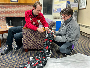 Honors Stduents Making a Blanket