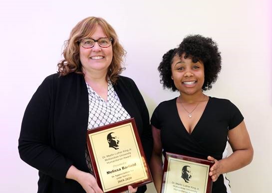 Dr. Melissa Barfield and Brianca Spells received the  McKendree University 2020 MLK Humanitarian Award on Jan. 24.