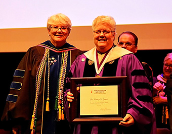 The 2019 United Methodist Church Exemplary Teacher Award was presented to Dr. Nancy Ypma. The Distinguished Service Professor has taught music at McKendree since 1988 and is the University’s pianist and organist. As chair of the Division of Visual and Performing Arts, she ensures that its music, art and theatre curricula and programs are of the highest quality.