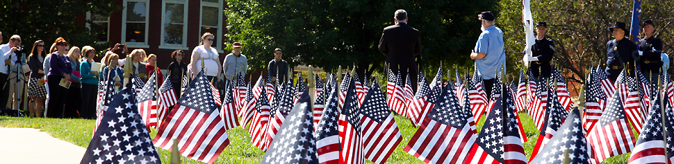 Photo of American Flags on the Quad