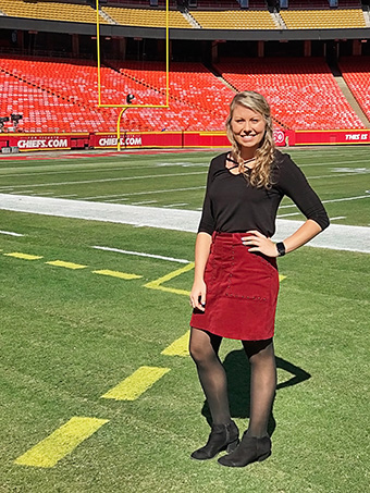 Erica Schuelke ’17 is a fan experience representative for the Kansas City Chiefs.